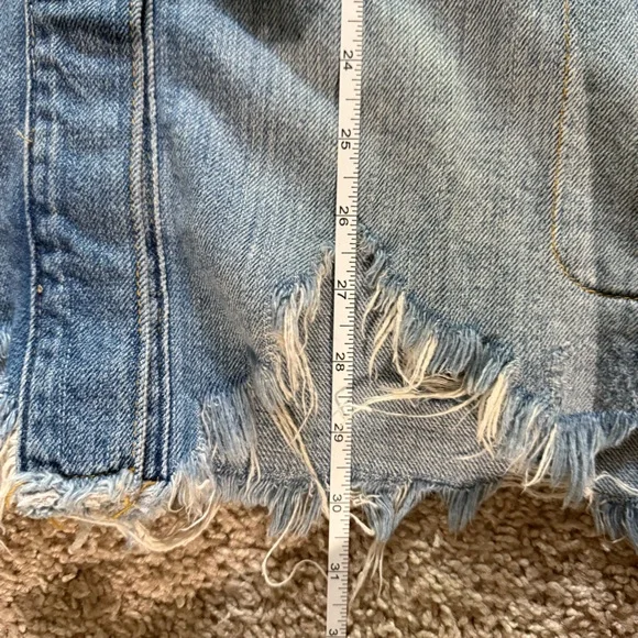 Free People Long Distressed Denim Jacket - Picture 3 of 3